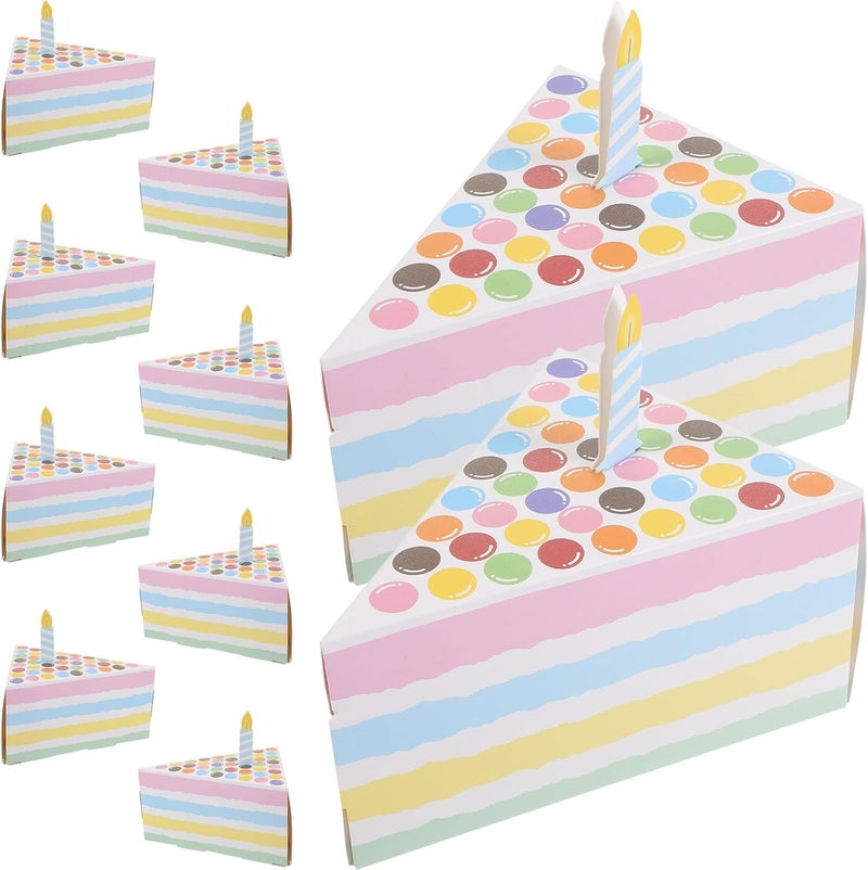 DIYEAH Triangle Cake Shaped Candy Boxes with Colorful Polka Dots, Pink Paper Sweets Container for Birthday Party, Wedding Favor Holder, 10pcs Creative Present Boxes - Image 1