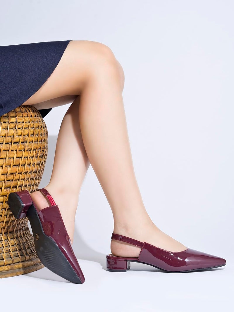 Shoetopia Solid Pointed Toe Cherry Pumps For Women & Girls /EU40 - Image 3