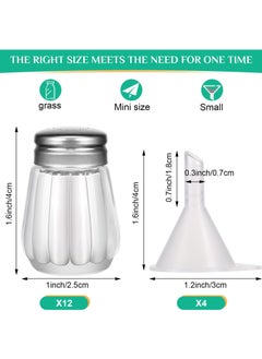 Excefore Pepper Shakers, Pack of 12 Bulk Salt and Pepper Shakers with Funnel Tool, Clear Glass Mini Salt and Pepper Shakers Set with Stainless Steel Tops for Wedding Table & Party  - Image 2