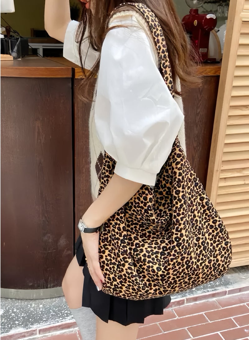 Paraphrase Large Capacity Leopard Print Shoulder Bag for Women – Stylish & Practical Tote for Daily and Work Use - Image 1