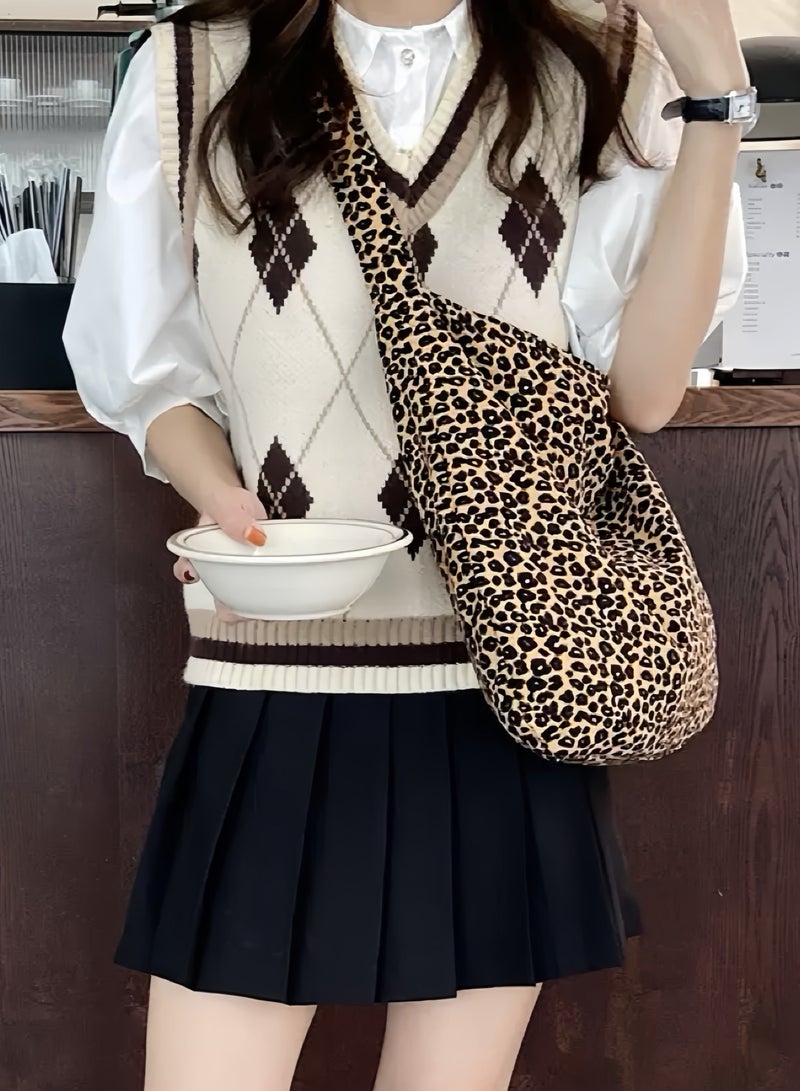 Paraphrase Large Capacity Leopard Print Shoulder Bag for Women – Stylish & Practical Tote for Daily and Work Use - Image 2