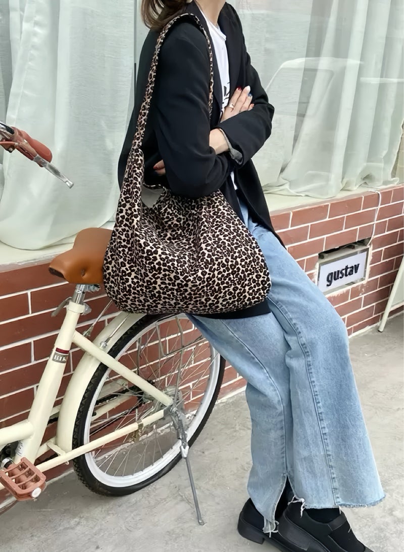 Paraphrase Large Capacity Leopard Print Shoulder Bag for Women – Stylish & Practical Tote for Daily and Work Use - Image 3