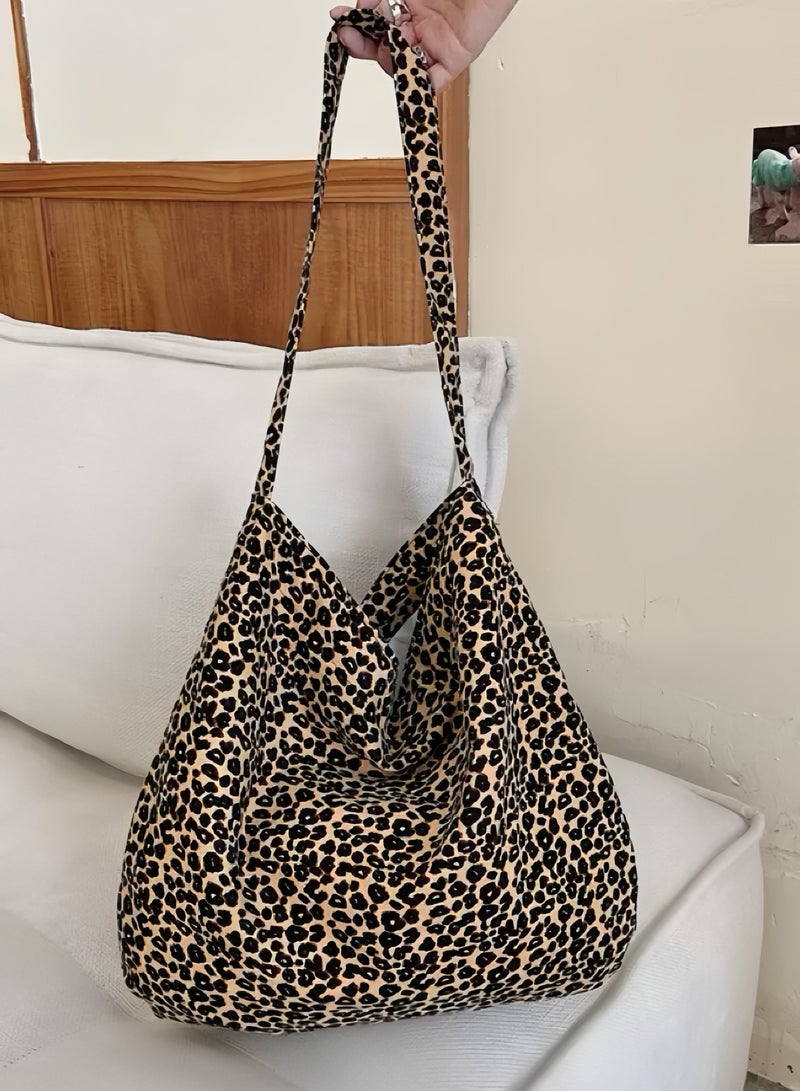 Paraphrase Large Capacity Leopard Print Shoulder Bag for Women – Stylish & Practical Tote for Daily and Work Use - Image 5