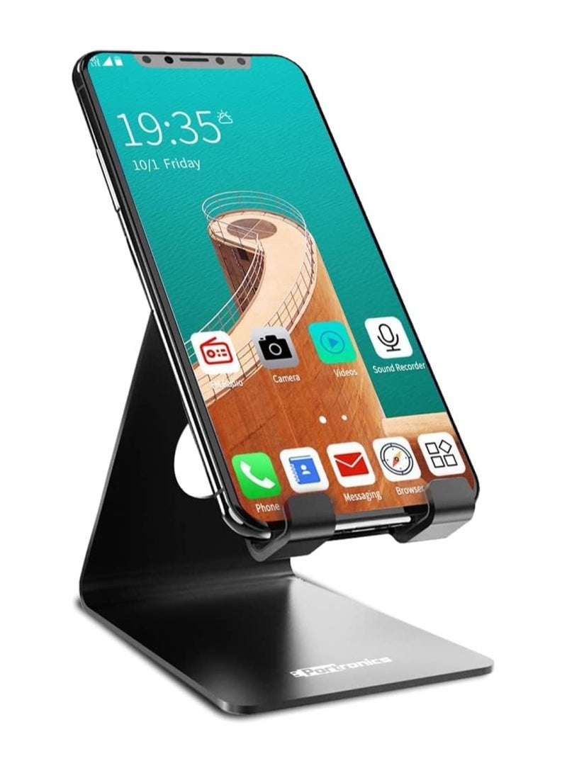 Portronics MODESK Universal Mobile Holder Stand with Metal Body, Anti Skid Design, Light Weight for All Smartphones, Tablets, Kindle, iPad(Black) - Image 1