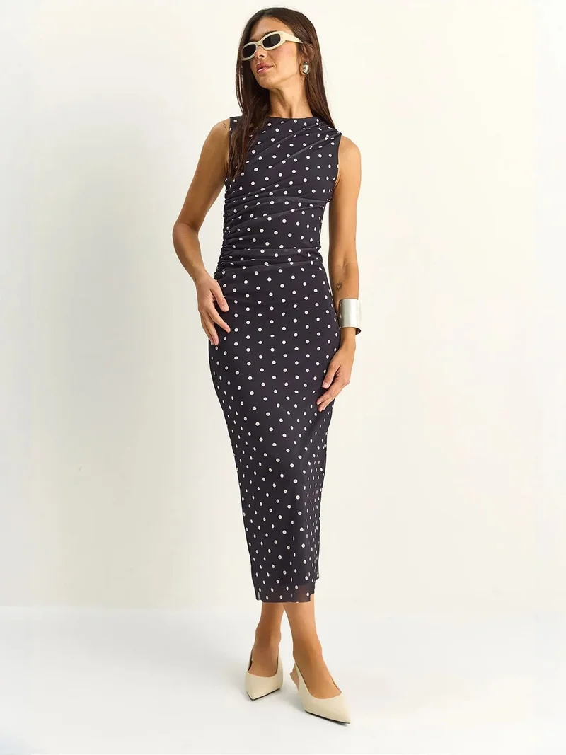 بيانكو لوتشي LUCCI Polka Dot Bodycon Midi Dress