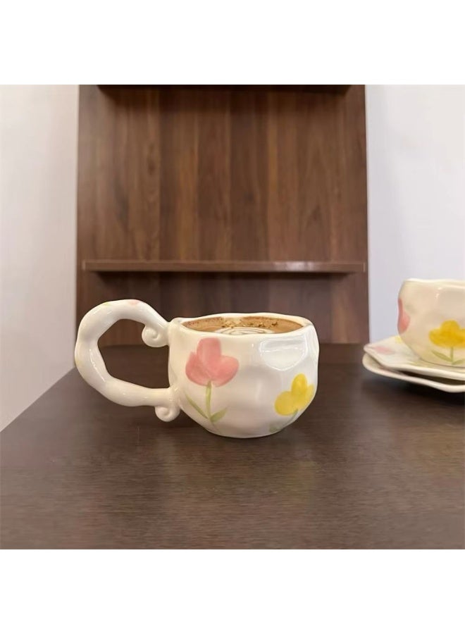 Qahwa Ceramic mug decorated with colorful flowers made of ceramic - Image 1
