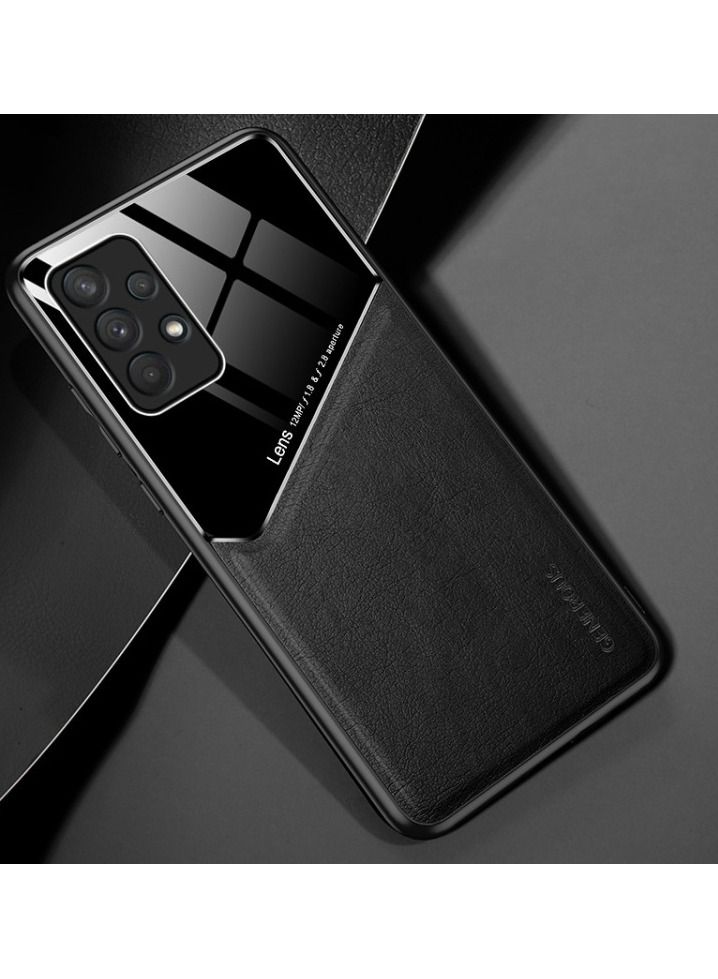 Case Leather Texture Car Magnetic Phone Cover For Samsung Galaxy A32 4G _Black - Image 1