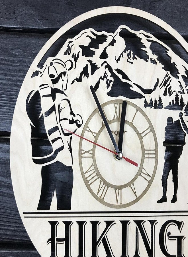 NABSTER Hiking Wall Clock Wooden Home Decor Kitchen Hanging Mountain Hiking Wall Art Best Hiker Gifts Birthday Anniversary Modern Hiking Clock - 12 Inch / 30 Cm - Image 3