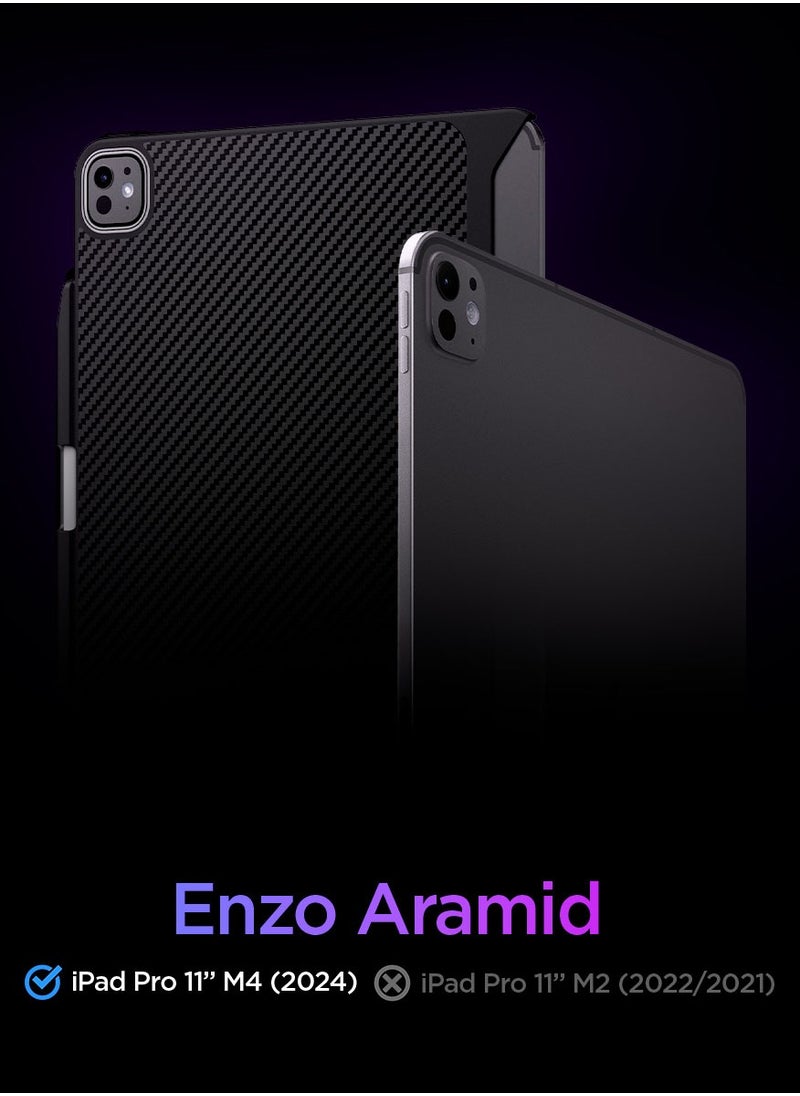Spigen Enzo Aramid for iPad Pro 11 inch Case Cover (2024) M4 with Pencil Holder Aerocore Aramid Fiber Magic Keyboard Compatible - Black  - Image 2