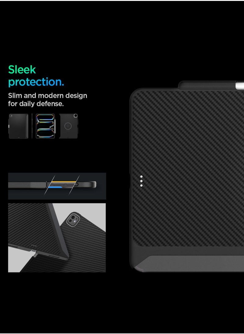 Spigen Enzo Aramid for iPad Pro 11 inch Case Cover (2024) M4 with Pencil Holder Aerocore Aramid Fiber Magic Keyboard Compatible - Black  - Image 4
