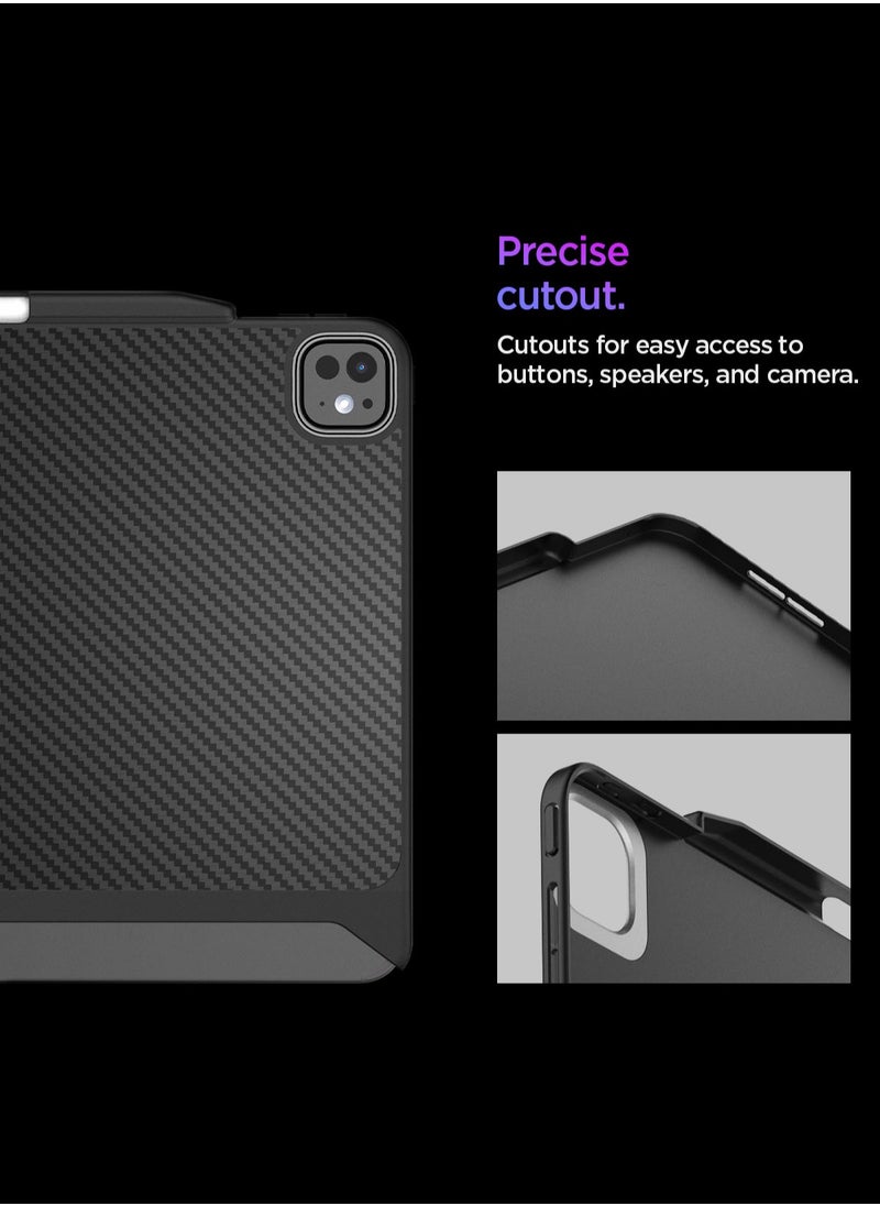 Spigen Enzo Aramid for iPad Pro 11 inch Case Cover (2024) M4 with Pencil Holder Aerocore Aramid Fiber Magic Keyboard Compatible - Black  - Image 5