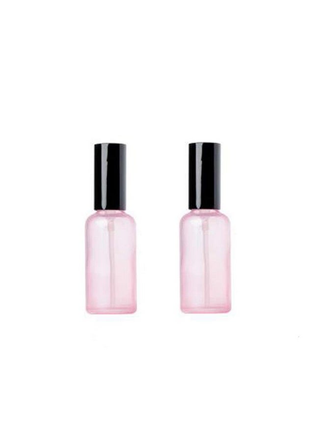 Happyupcity 2Pcs 30Ml 1Oz Empty Pink Glass Spray Bottle Refillable Perfume Dispenser Bottles With Black Cap Cosmetic Liquid Makeup Water Container Atomizers Fine Mist Spray Jars Holder Pot  - Image 2