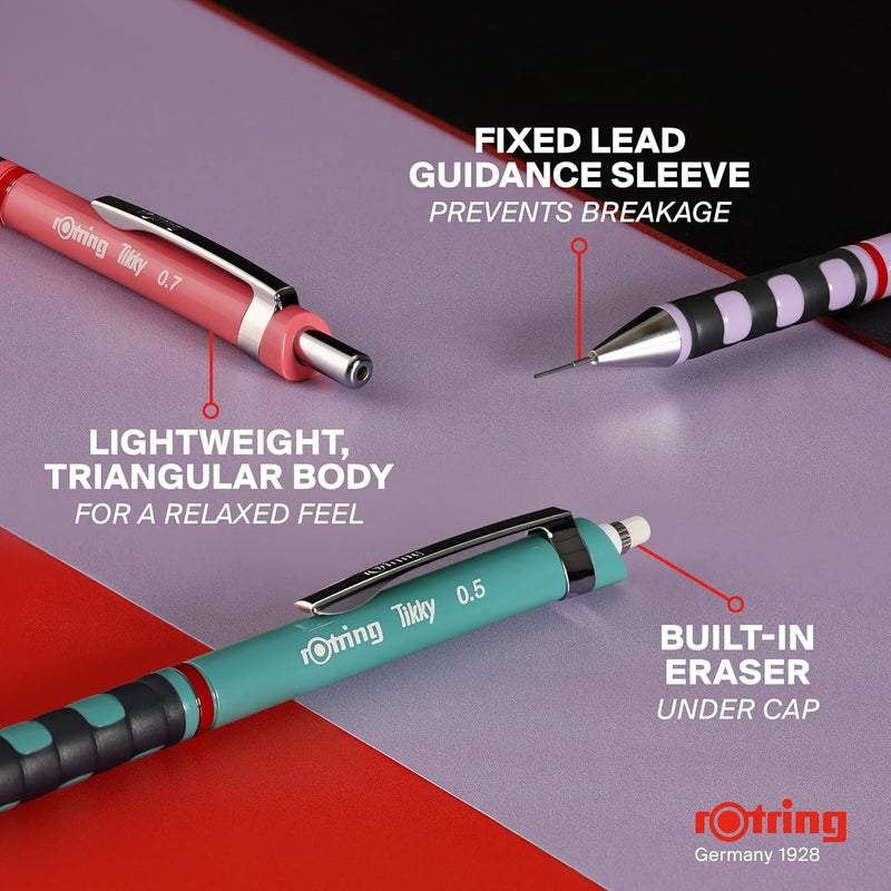 Rotring Rotring 07mm Mechanical Clutch Lead Pencil Tikky for Smooth Writing Drafting Drawing Tea Rose Barrel Stationery  - Image 3