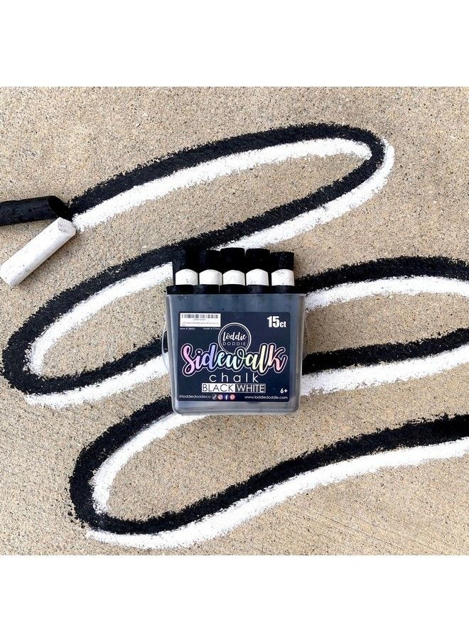Loddie Doddie - 15Ct Bucket Of Sidewalk Chalk Black And White Long Lasting Non Toxic Jumbo Sticks Reusable Bucket For Hours Of Fun And Creativity With Easy Clean Up! - Image 1