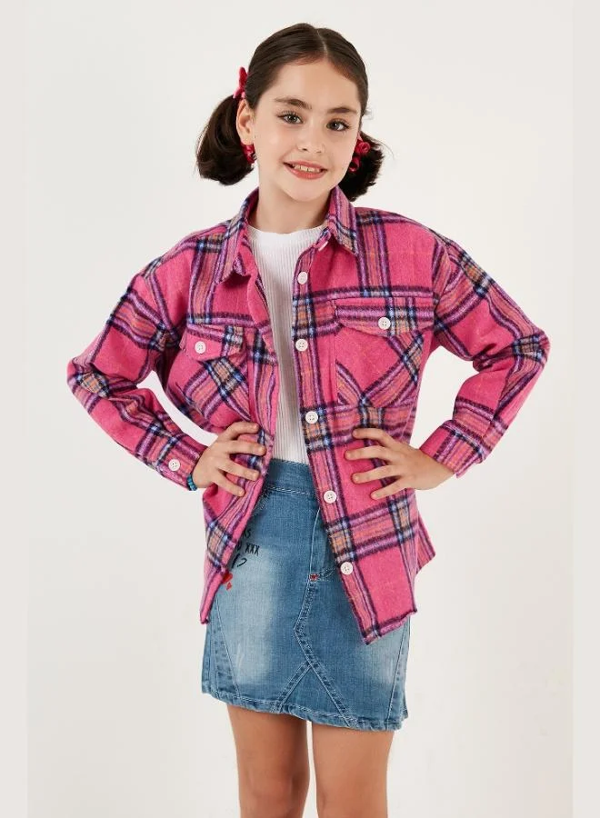 Lela Lela Plaid Cotton Double Pocket Winter Lumberjack Shirt Girls SHIRT CF24W81783