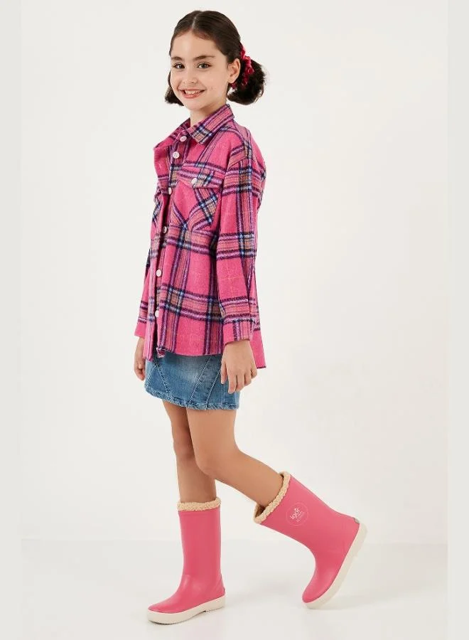 Lela Lela Plaid Cotton Double Pocket Winter Lumberjack Shirt Girls SHIRT CF24W81783