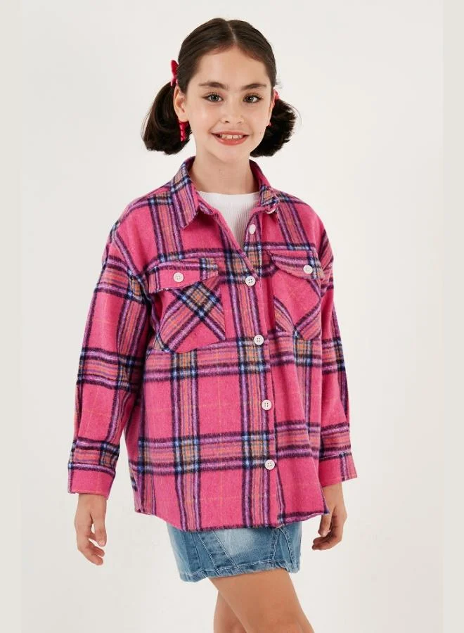 Lela Lela Plaid Cotton Double Pocket Winter Lumberjack Shirt Girls SHIRT CF24W81783