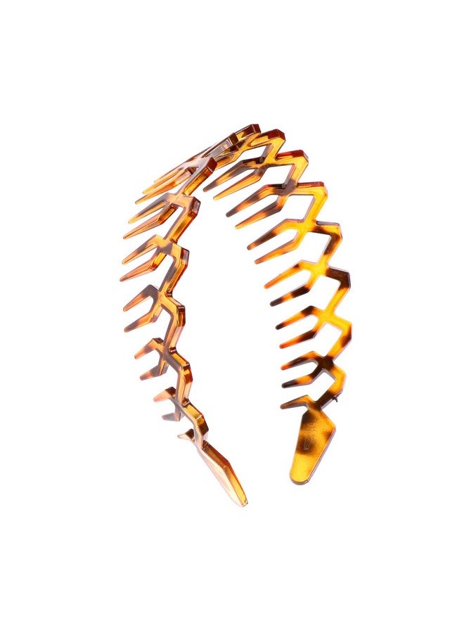 Suoirblss Women Men Plastic Sharks Tooth Headband Toothed Hairband Hair Comb Zigzag Hair Band Hair Hoop Hair Accessory (Brown) - Image 1