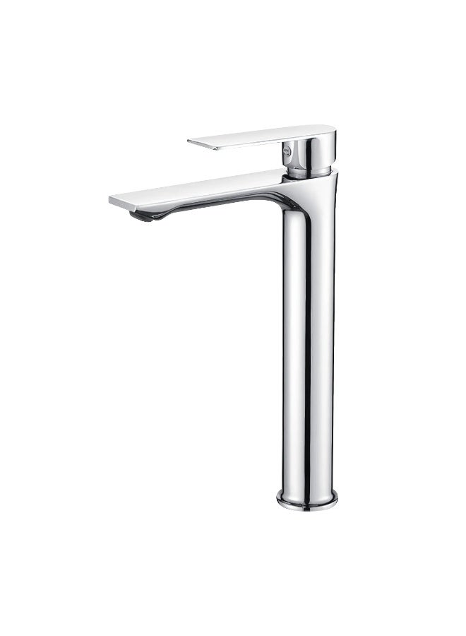 Euro Spring Eurospring Modern High-Rise Wash Basin Mixer Tap with Flat Spout - Solid Brass Chrome - Image 1