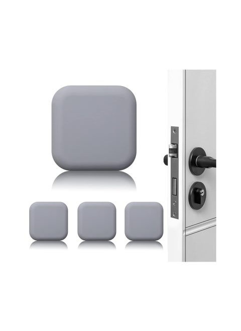 4 Pcs Door Stoppers Wall Protector Buffer Guard Doorknob Handle Bumper Self Adhesive Silencer Soft Rubber Crash Pad for Home Office (Grey)
