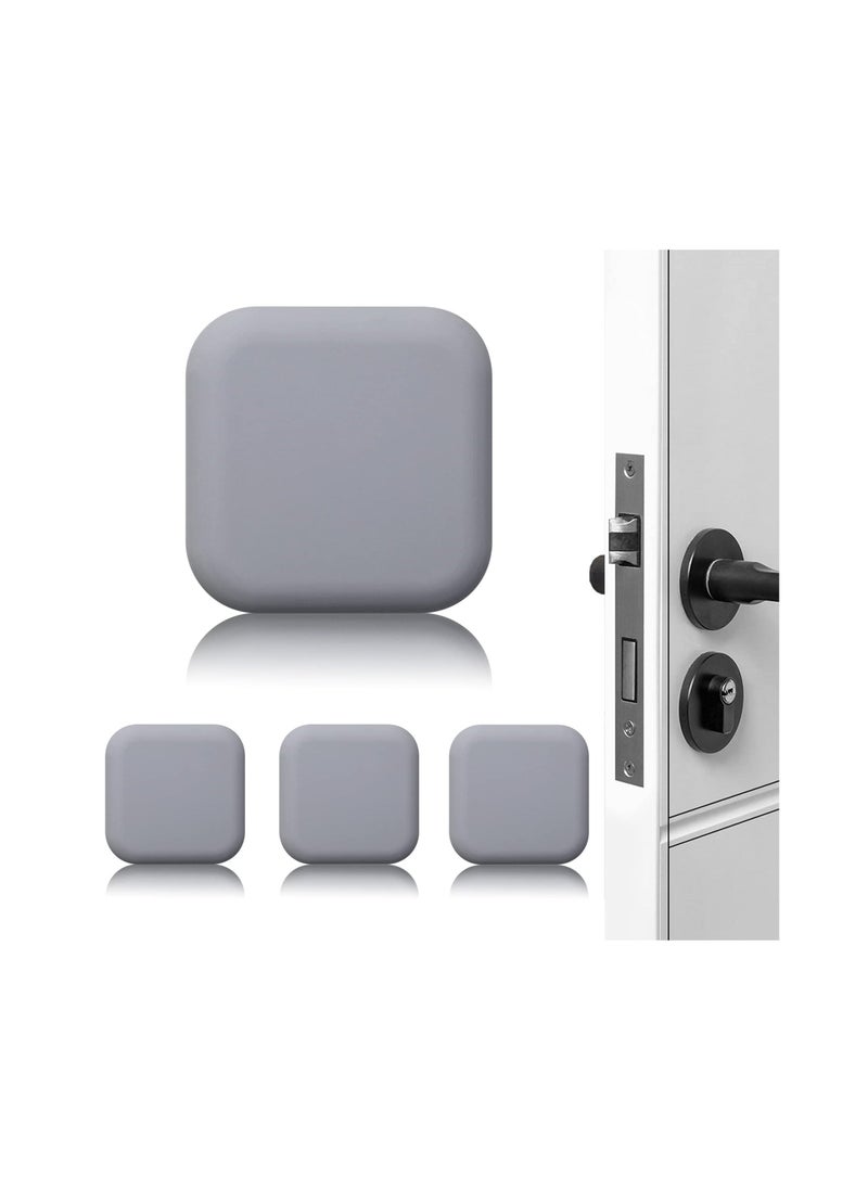 4 Pcs Door Stoppers Wall Protector Buffer Guard Doorknob Handle Bumper Self Adhesive Silencer Soft Rubber Crash Pad for Home Office (Grey)