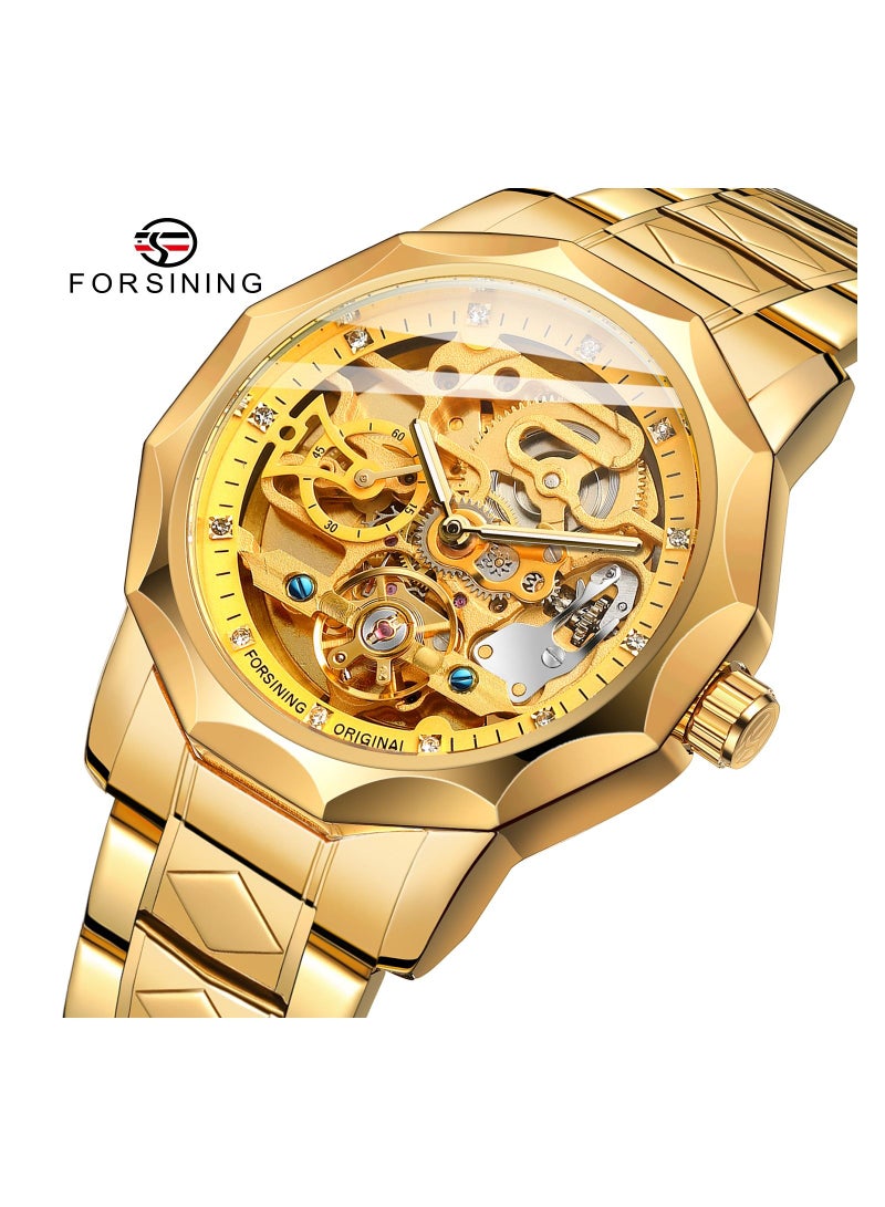 فورسينينج Forsining ساعة ميكانيكية للرجال ، نمط هيكل عظمي جديد ، الفولاذ المقاوم للصدأ وساعة مقاومة للماء ، بدون بطارية - Image 1
