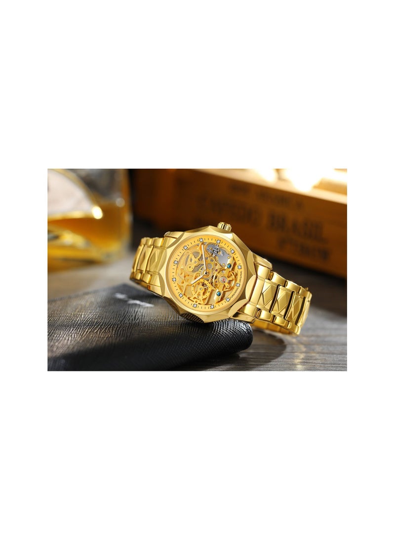 فورسينينج Forsining ساعة ميكانيكية للرجال ، نمط هيكل عظمي جديد ، الفولاذ المقاوم للصدأ وساعة مقاومة للماء ، بدون بطارية - Image 4