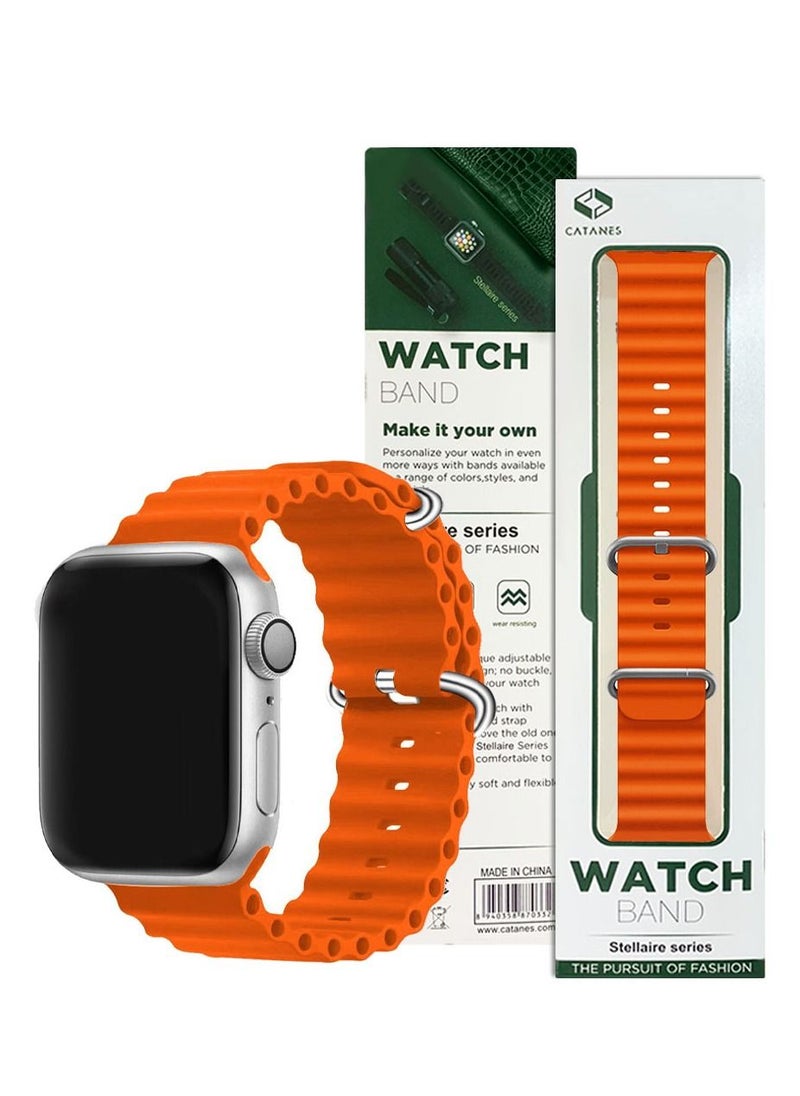 CATANES Apple Watch Ocean Band 41mm 40mm 38mm Soft Silicone Loop Strap for iWatch Series 8/7/SE/6/5/4/3/2/1 Orange  - Image 5
