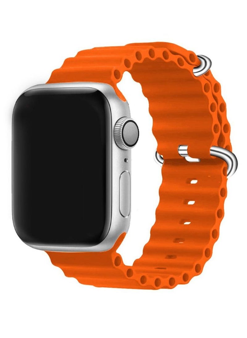 CATANES Apple Watch Ocean Band 41mm 40mm 38mm Soft Silicone Loop Strap for iWatch Series 8/7/SE/6/5/4/3/2/1 Orange  - Image 1