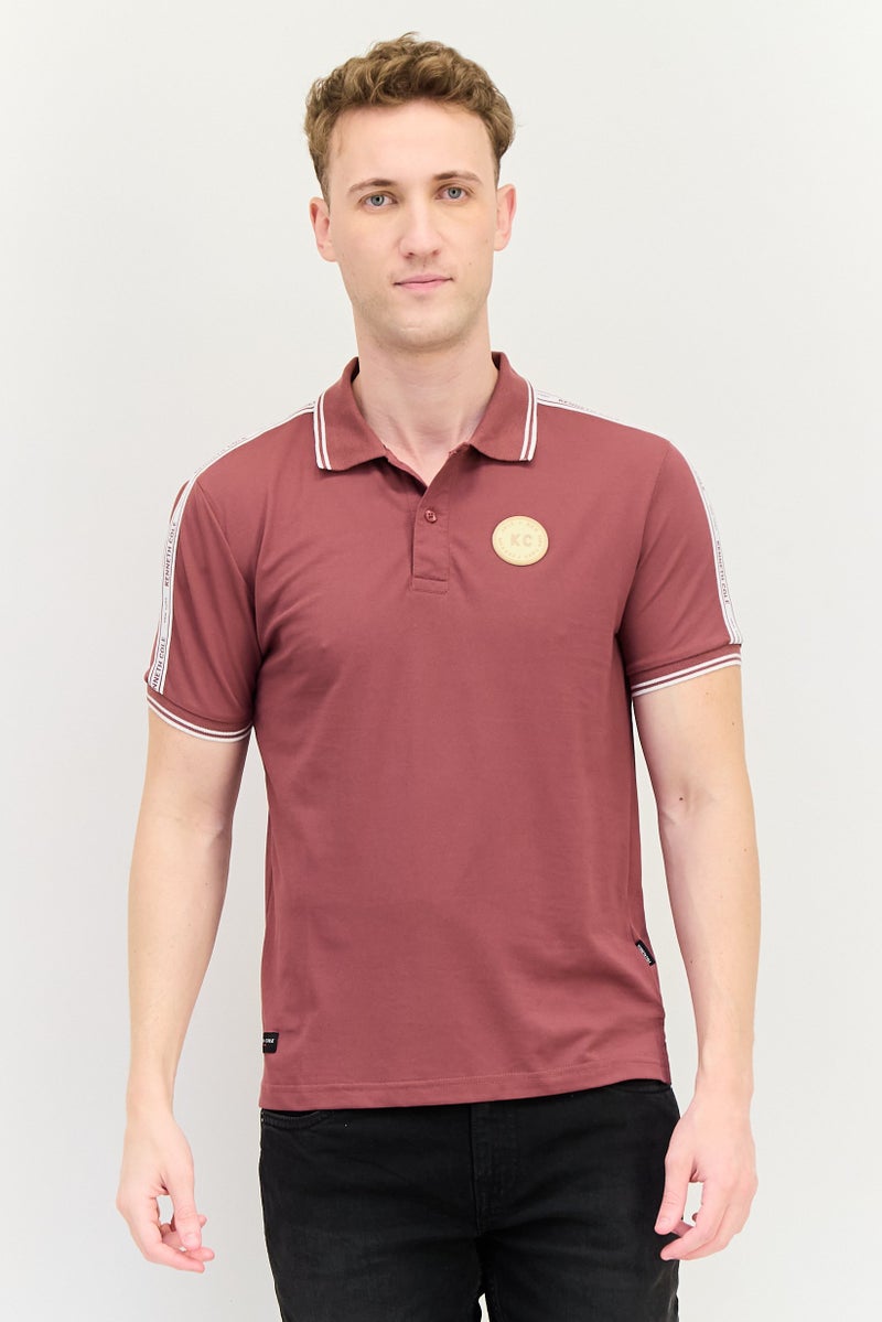 Kenneth Cole Men Regular Fit Short Sleeve Embroidered Logo Polo Shirt, Mauve - Image 1