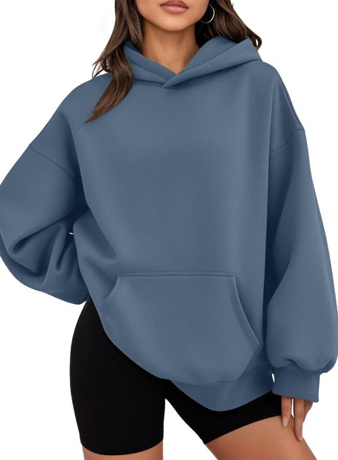 WYNNQUE Hoodies for Women Oversized Sweatshirts Fall Fashion Outfits 2025 Casual Sweaters Tops Fleece Workout Winter Clothes, Greyblue, XS - Image 1