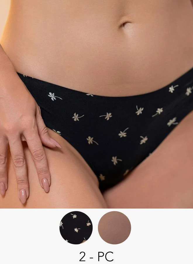 Aadaraya Aadaraya Hipster Briefs with Assorted Prints - Set of 2