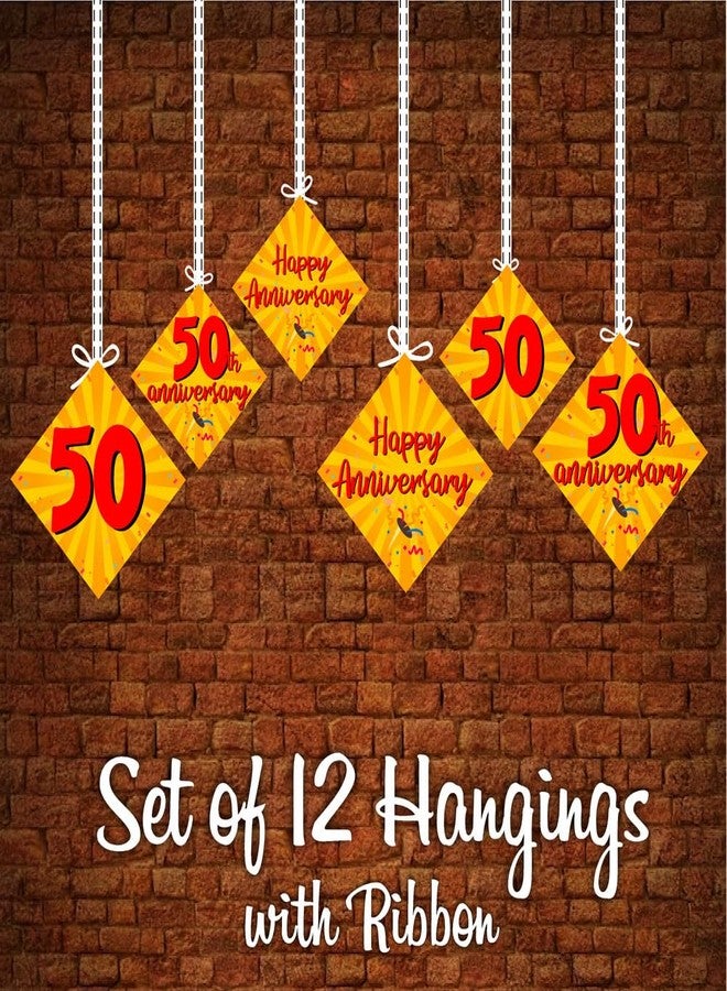 Partyzon 50th Happy Anniversary Multicolored Paper Bunting Garland for Wife Husband Father Anniversary Decoration and Background Pack of 12 - Image 5