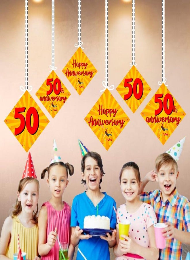 Partyzon 50th Happy Anniversary Multicolored Paper Bunting Garland for Wife Husband Father Anniversary Decoration and Background Pack of 12 - Image 4