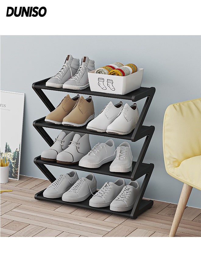 DUNISO 4-Tier Shoe Rack, Easy Assembly,Space Saving Household Shelf for shoes ,Shoe Storage Organizer , Suitable for Bedroom, Hallway and Entryway (Black) - Image 1