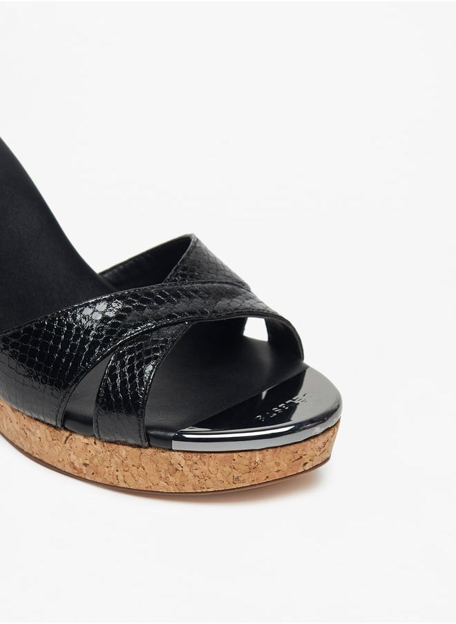 Celeste - Women's Cross Strap Slip-On Sandals with Wedge Heels - Image 1