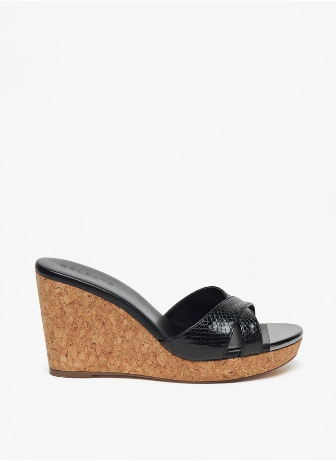 Celeste - Women's Cross Strap Slip-On Sandals with Wedge Heels - Image 1