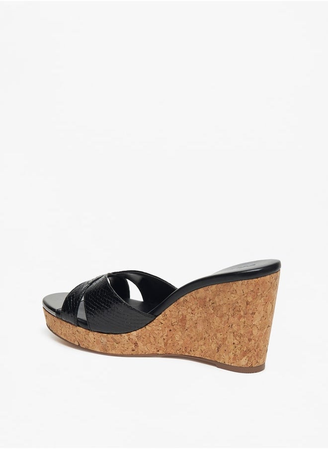 Celeste - Women's Cross Strap Slip-On Sandals with Wedge Heels - Image 1