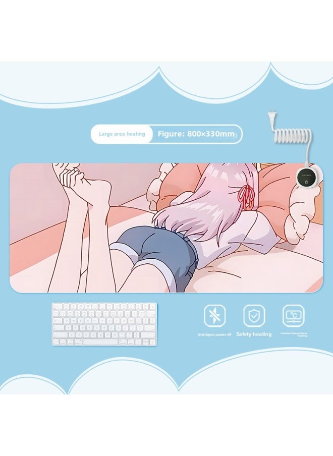 Ellie Heating Heating Pad Warm Table Mat Office Computer Desktop Heating Mouse Pad-Color:800x330mm-Pattern:Jr-aili 102  - Image 1