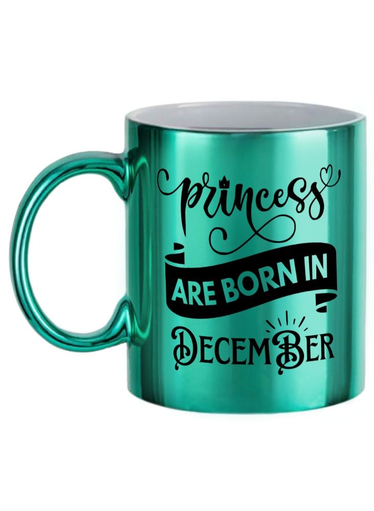 إم إي سي كوب قهوة مطبوع عليه أميرة ولدت في ديسمبر" سعة 11 أونصة باللون الأسود - Image 1