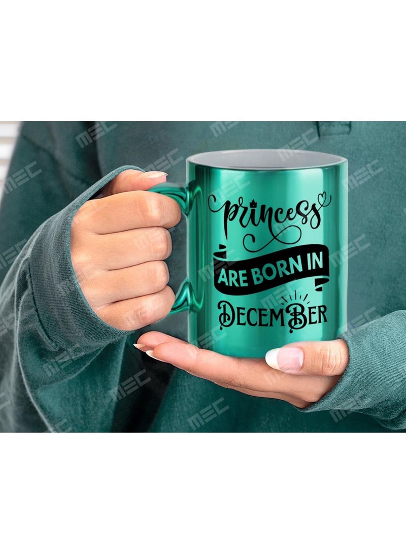 إم إي سي كوب قهوة مطبوع عليه أميرة ولدت في ديسمبر" سعة 11 أونصة باللون الأسود - Image 3