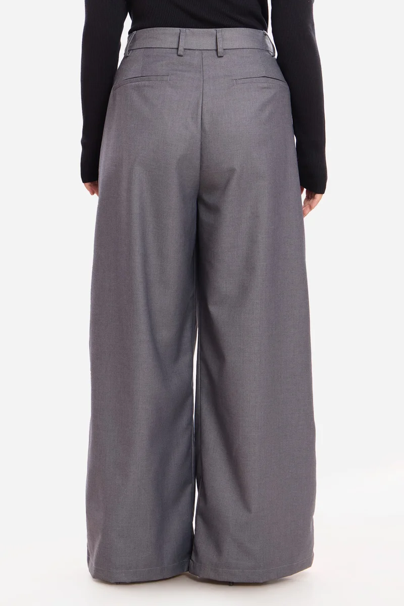 Virgio  Solid Cotton Pleated Plus Size Trousers for Women for Women | Best Price UAE