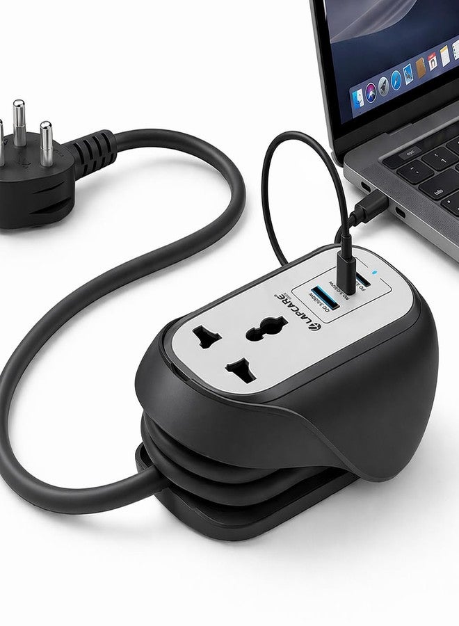 LAPCARE Grip 5-in-1 Desktop Power Strip with 67W GaN Fast Charging, 2 Universal 3 Pin Socket, 2 Type-C PD Ports, 1 USB-A Port, Surge Protection, Fire-Resistant, Compact Power Hub for Home & Office - Image 1