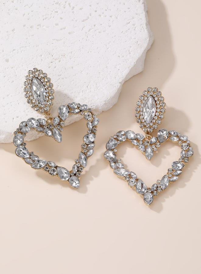 Take Two Gold Heart shape Embellished Earrings - Image 2