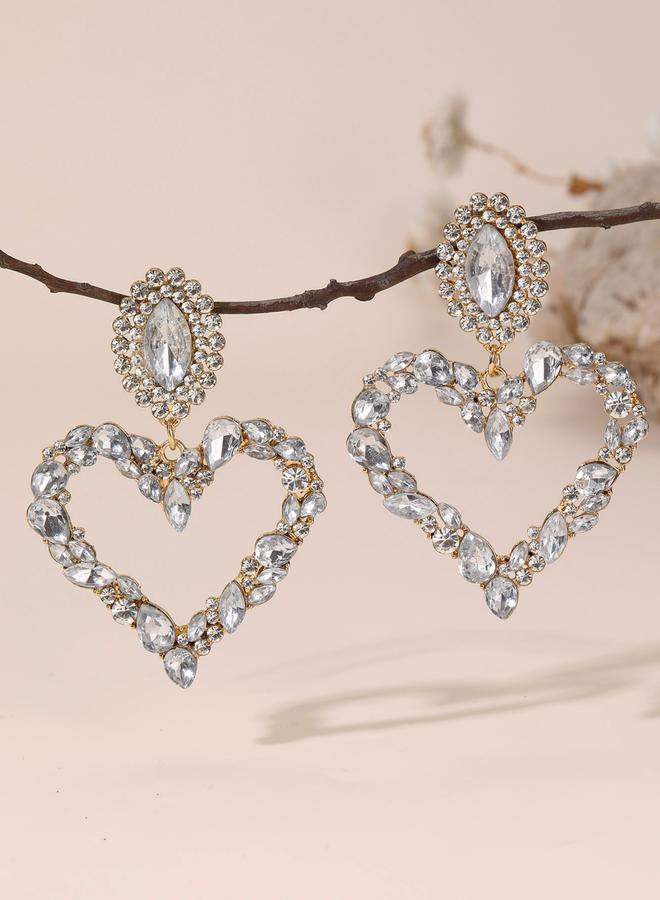 Take Two Gold Heart shape Embellished Earrings - Image 4
