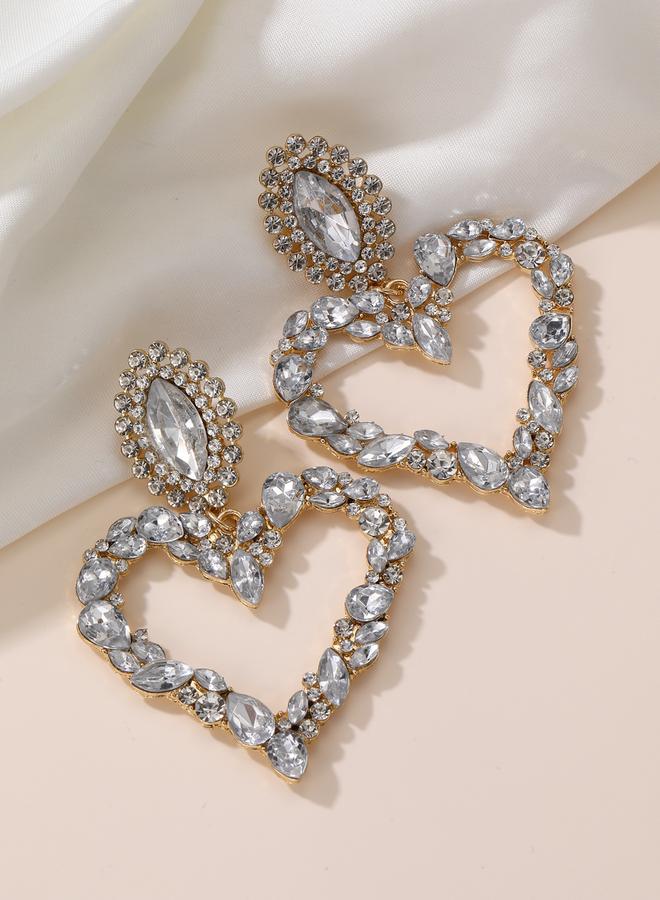 Take Two Gold Heart shape Embellished Earrings - Image 3