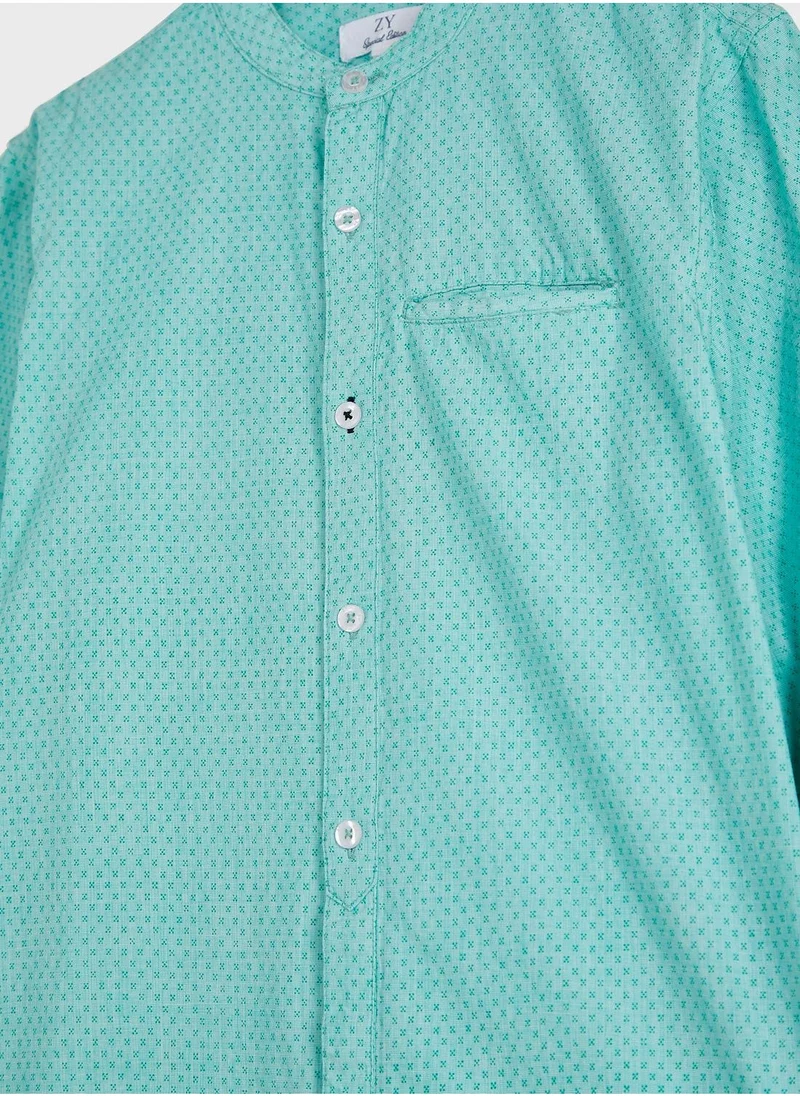 زيبي Kids Grandad Collar Shirt