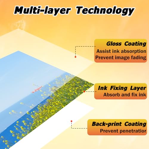 CAREGY 100 Sheets Glossy Photo Paper 8.5 x 11 Inches, Inkjet Photo Printer Paper,Compatible with Inkjet Printer Use Dye Ink,Professional Picture Paper(180gsm/48lb) - Image 3