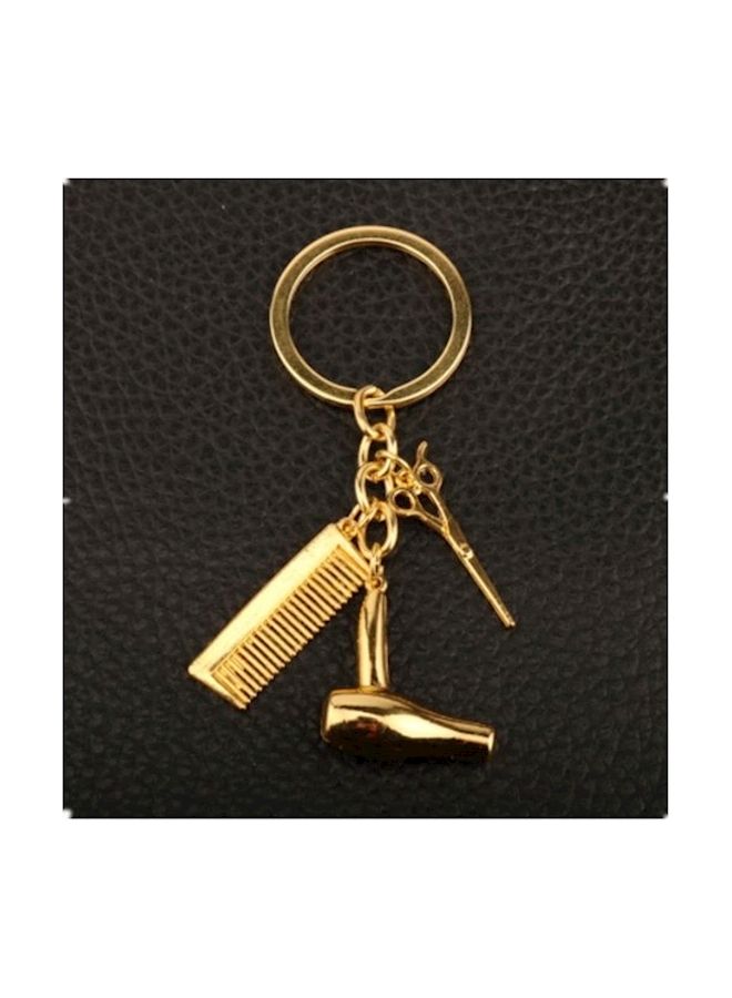 NIBEMINENT Fashion Hair Tools Comb Hairs Scissors Dryer Alloy Keychain Charm Gifts Gold  - Image 3