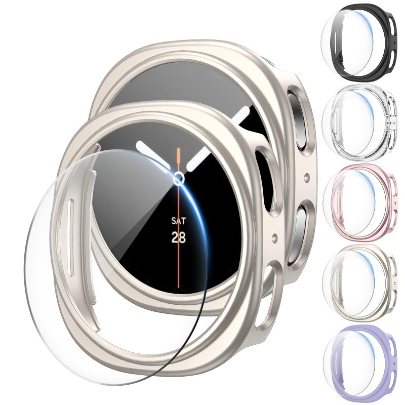 JERXUN 5+5Pack Case for Galaxy Watch 8 40mm Screen Protector with Anti-Fog Tempered Protective Film Glass Hard PC Bumper Cover - Image 1